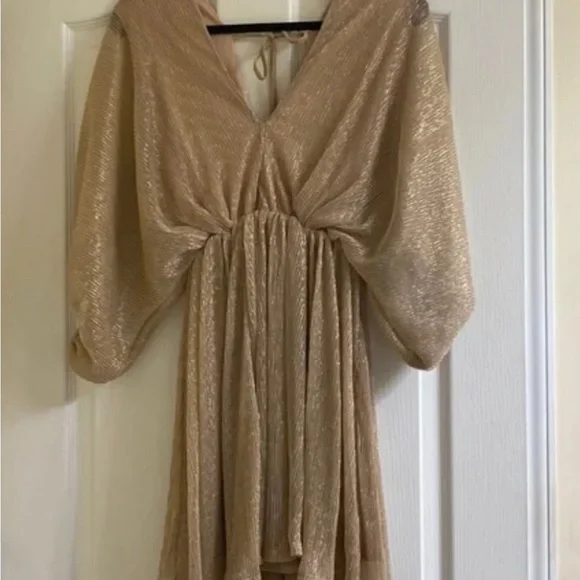 green emerald velvet dress Embellished A-Line Mini Dress in Gold - 4 / Regular main image 0